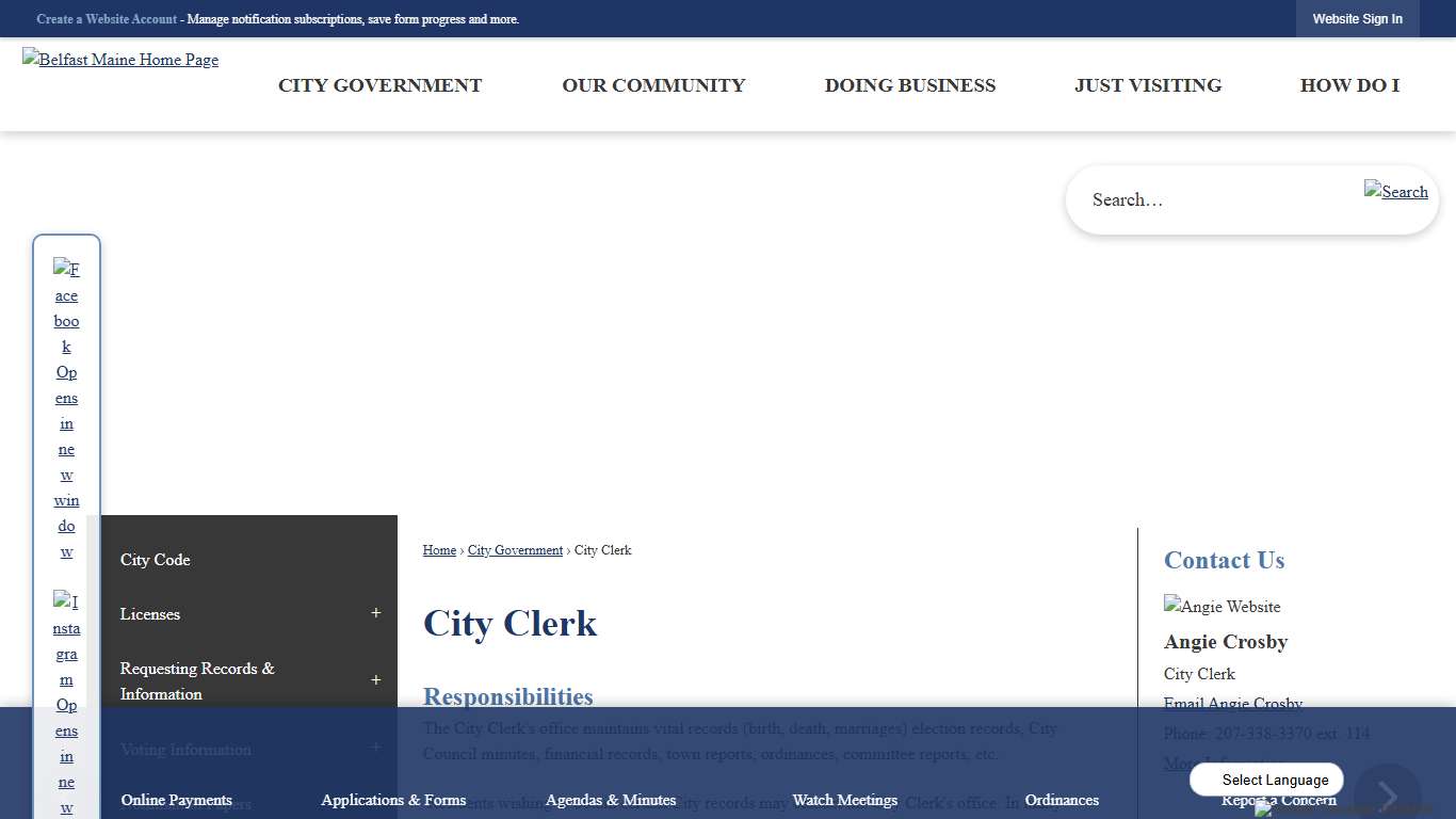 City Clerk Belfast, ME - Official Website