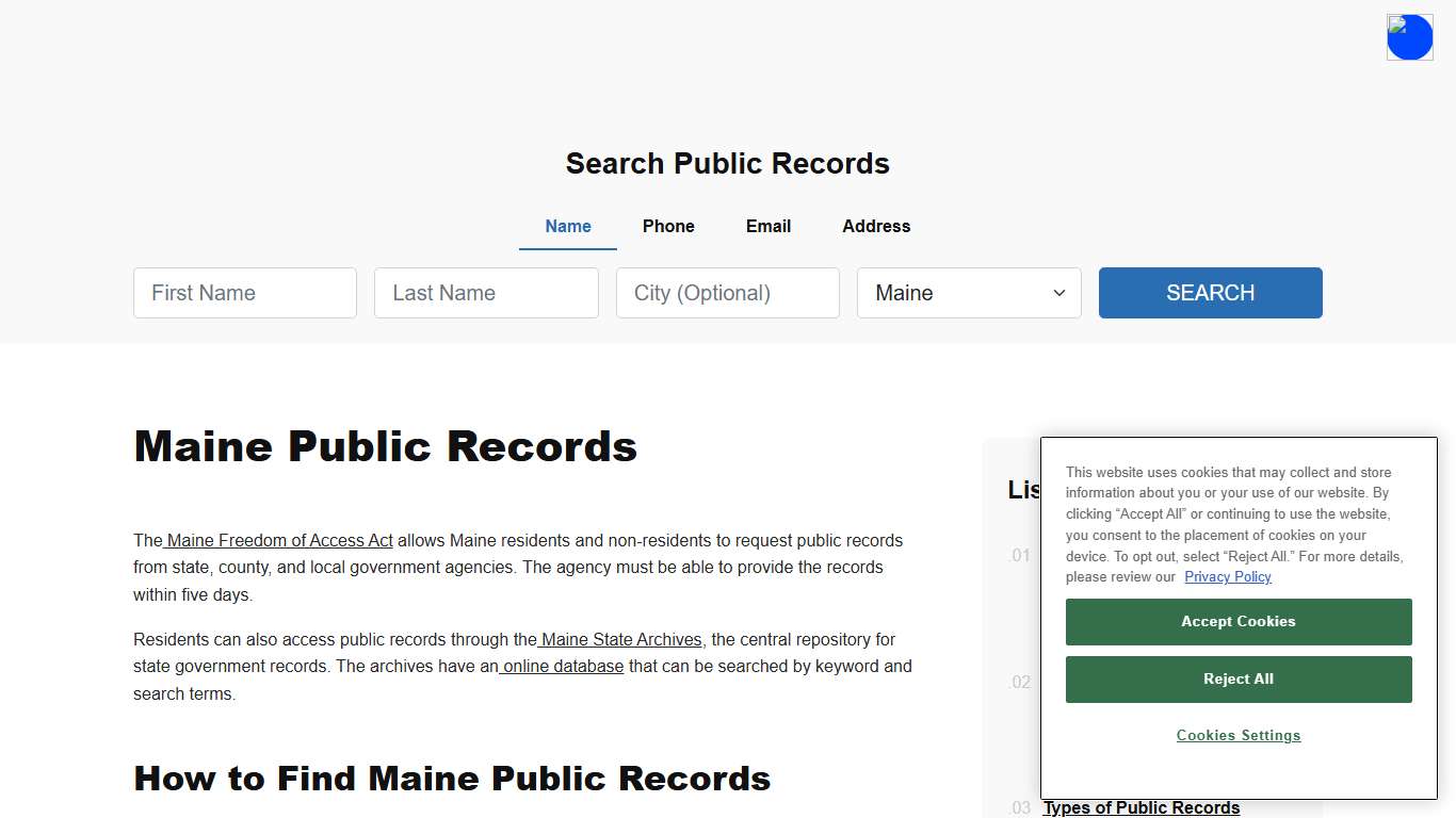 Maine Public Records Online - ThePublicIndex